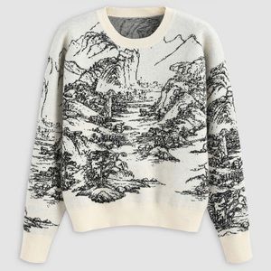 NWT toile print sweater XL ivory/black